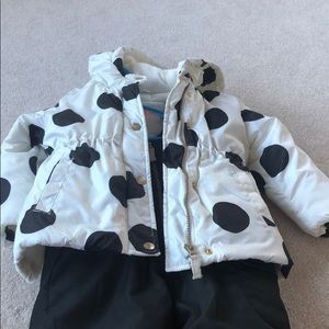 Kids White and Black Polka Dot Puffer Jacket